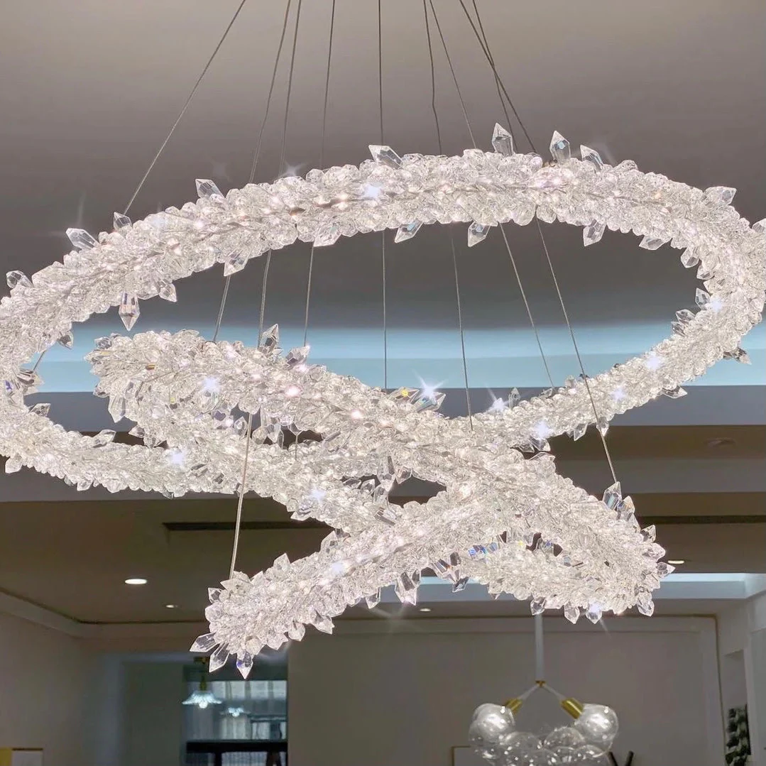 Modern 3-Ring Halo Crystal Chandelier for Living Room/Bedroom - Image 3