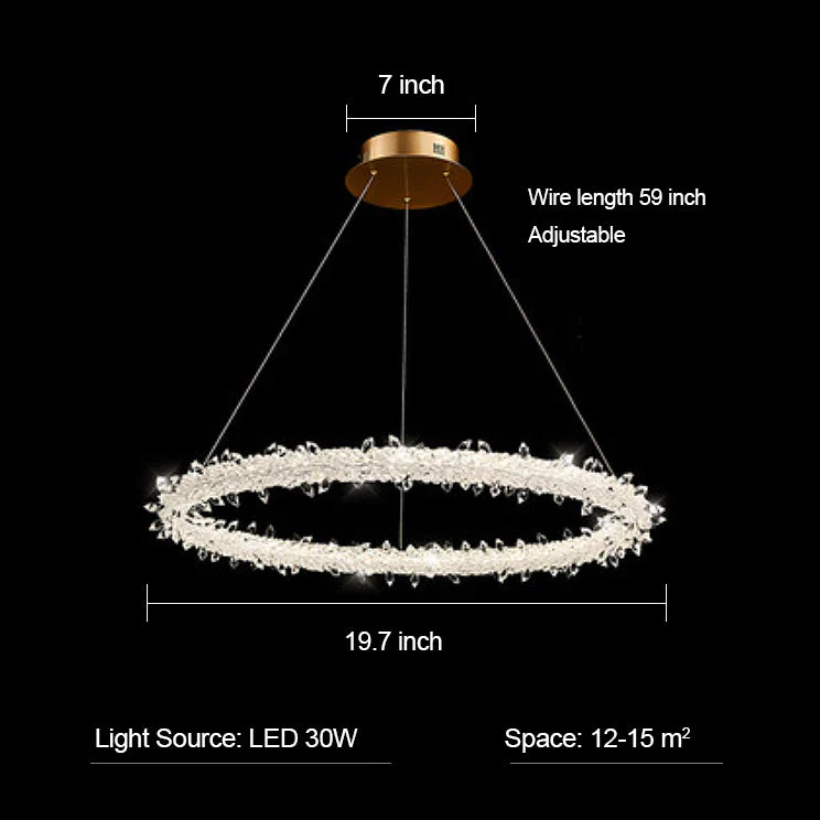 Modern 3-Ring Halo Crystal Chandelier for Living Room/Bedroom - Image 8