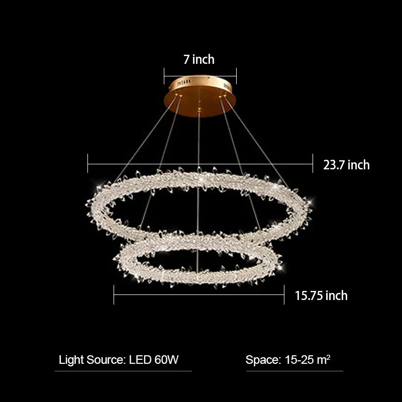Modern 3-Ring Halo Crystal Chandelier for Living Room/Bedroom - Image 9