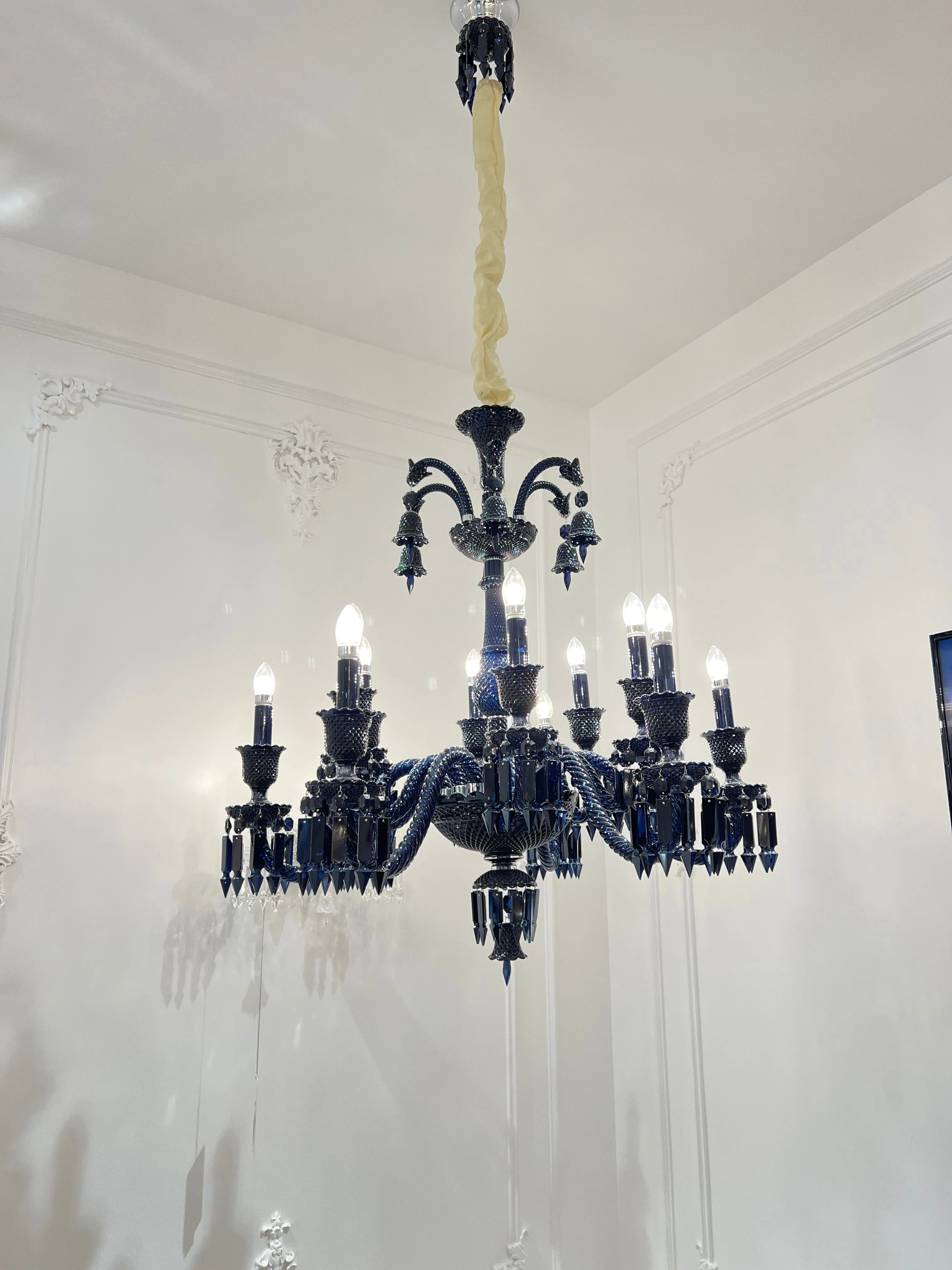 Classic Black Candle Style Chandelier Crystal Ceiling Pendant Lighting Fixture For Living/ Bedroom - Image 3