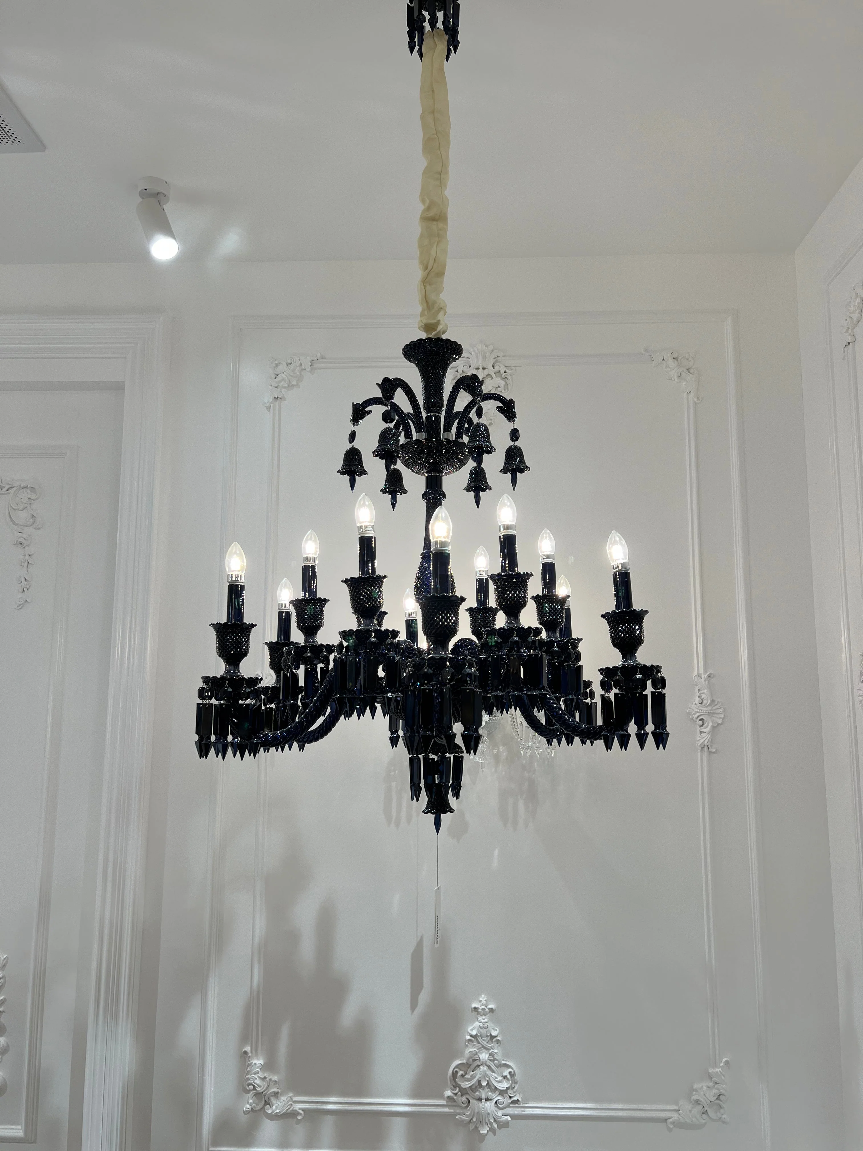 Classic Black Candle Style Chandelier Crystal Ceiling Pendant Lighting Fixture For Living/ Bedroom - Image 4