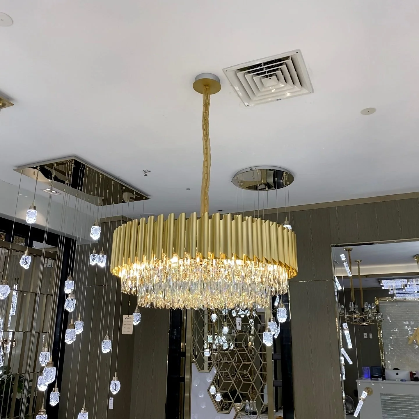 Classic Modern Round/Rectangle Crystal Chandelier in Gold Finish for Living/Dining Room - Image 3