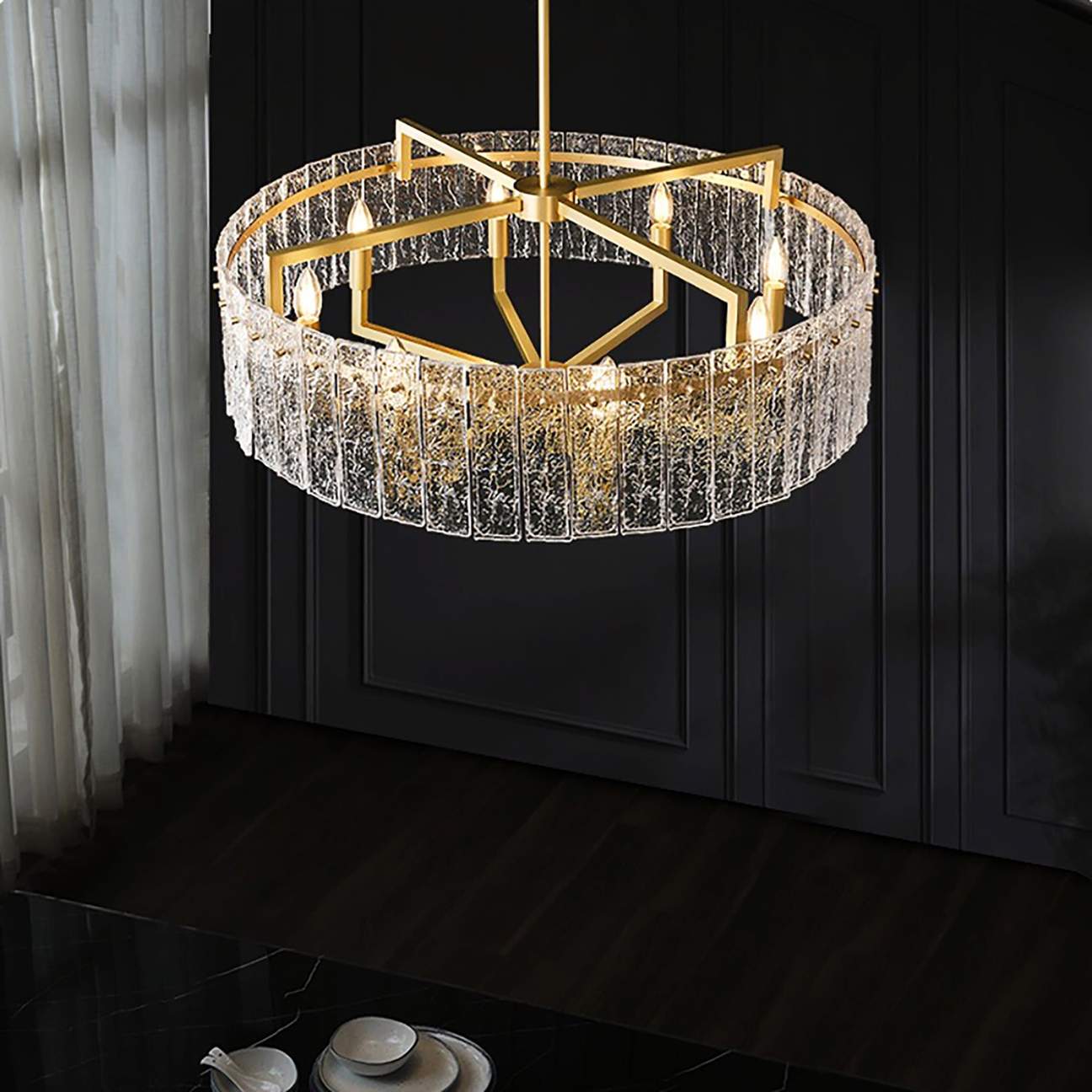 Classic Moire Crystal Round Chandelier - Image 8
