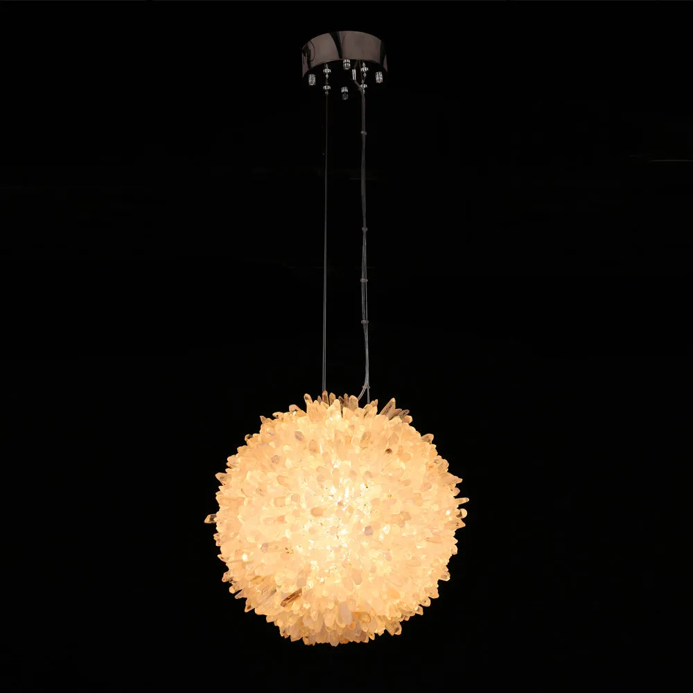 Clear Geode Quartz Crystal Ball Modern Pendant Light - Image 2