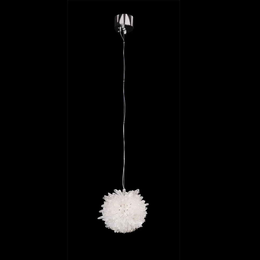 Clear Geode Quartz Crystal Ball Modern Pendant Light - Image 3