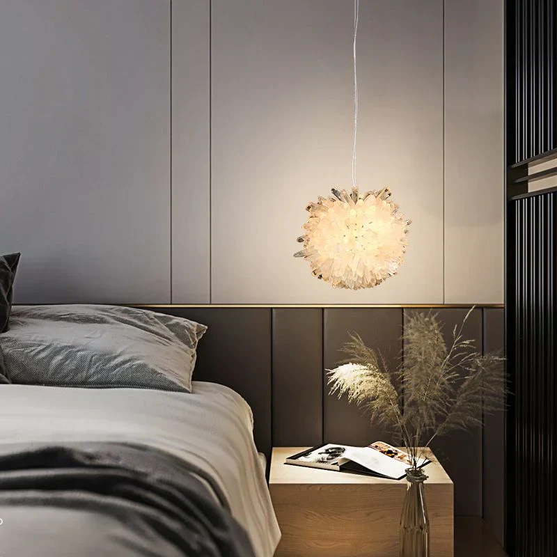 Clear Geode Quartz Crystal Ball Modern Pendant Light - Image 6