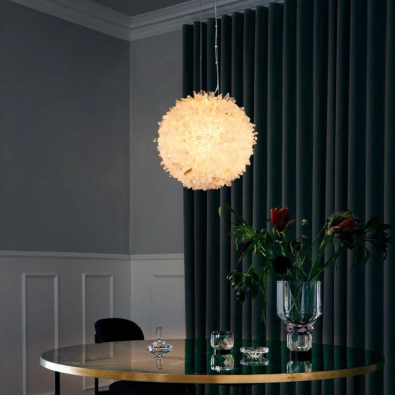 Clear Geode Quartz Crystal Ball Modern Pendant Light - Image 7