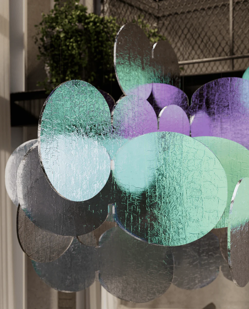 Clouds Iridescent Disc Chandelier - Image 4