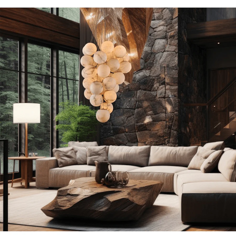 Cluster Alabaster Globe Chandelier - Image 2