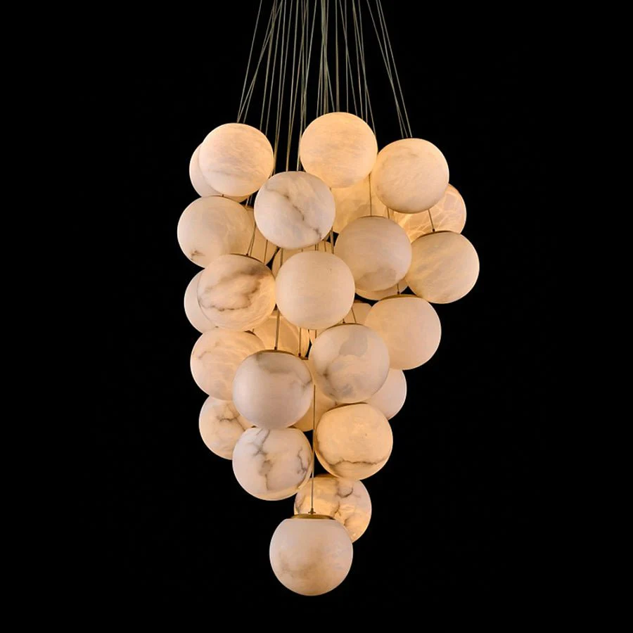 Cluster Alabaster Globe Chandelier - Image 7