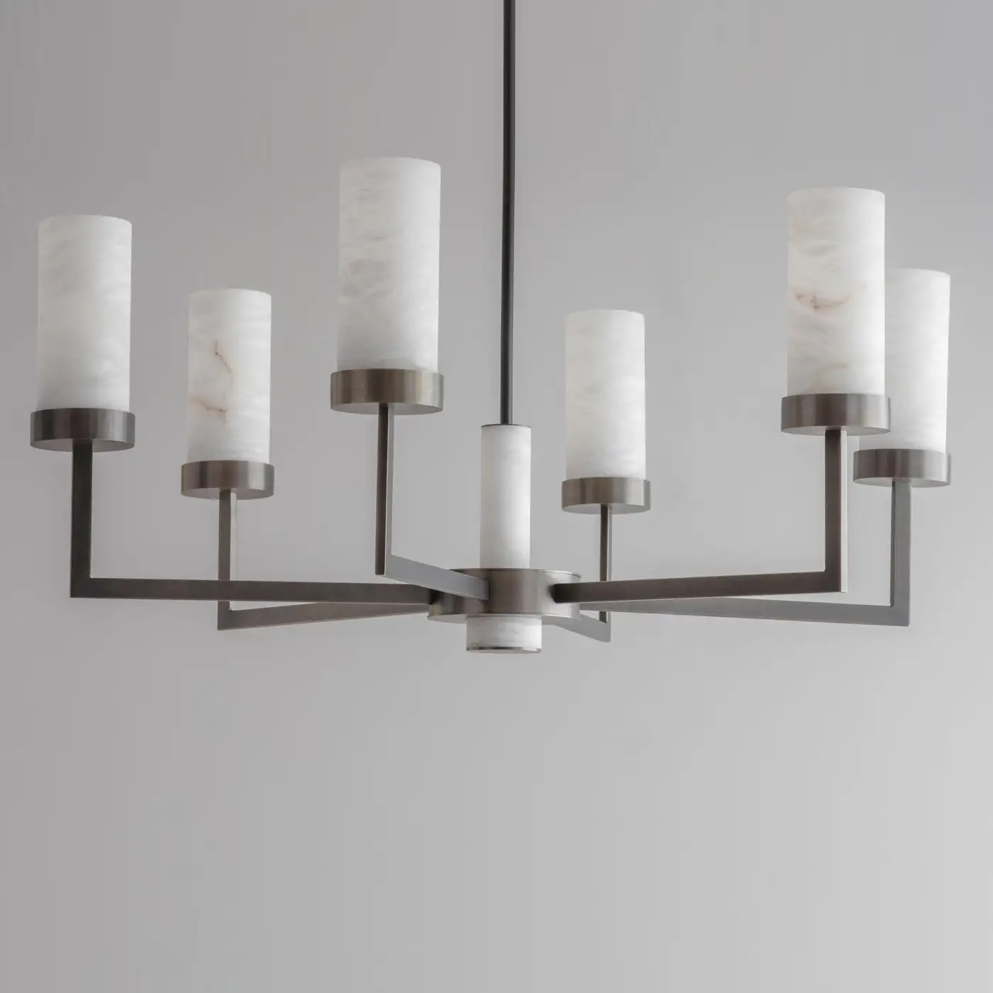 Contemporary  Alabaster 6-arm Compass Chandelier - Image 3