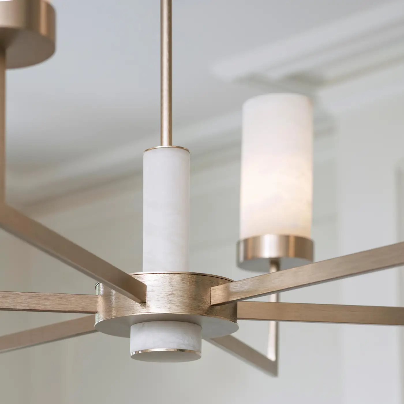 Contemporary  Alabaster 6-arm Compass Chandelier - Image 9