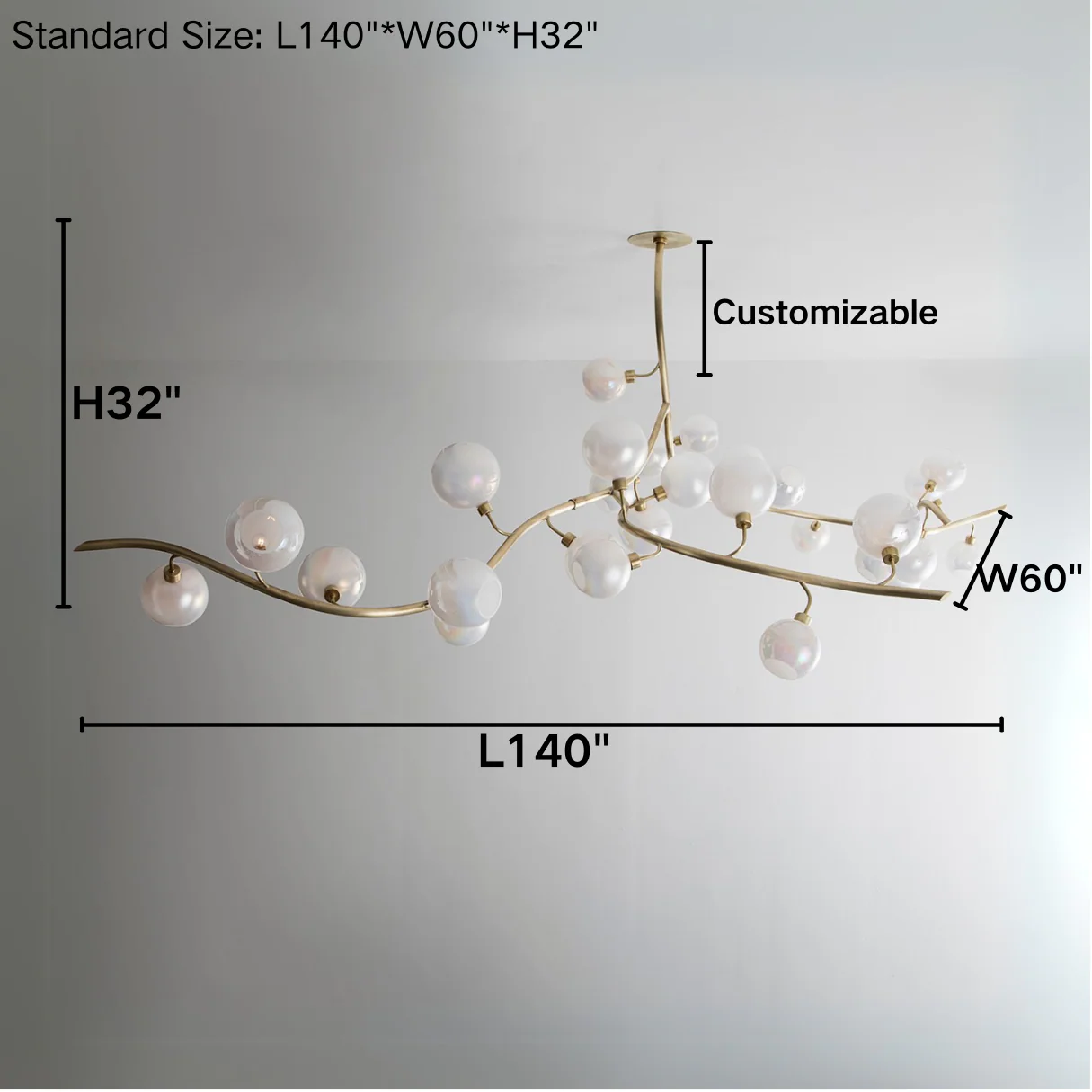 Contemporary Hand-blown Glass Globes Branch Chandelier for Dining Room Living Room and Kitchen Island - Image 11