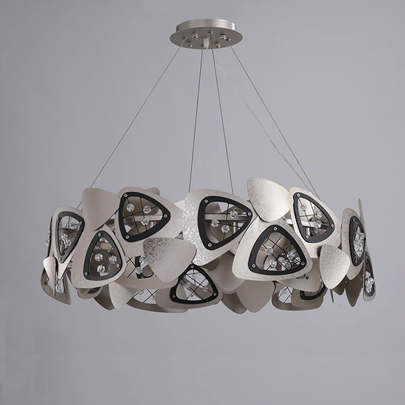 Contemporary Stainless Steel Round Chandelier - Image 6
