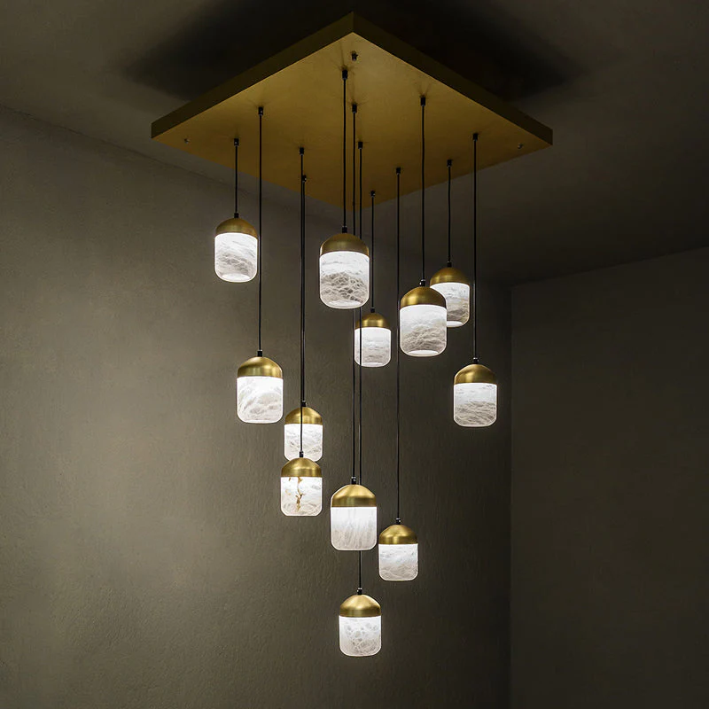 Cascade Modern Minimalist Alabaster Staircases Pendant Chandelier - Image 5