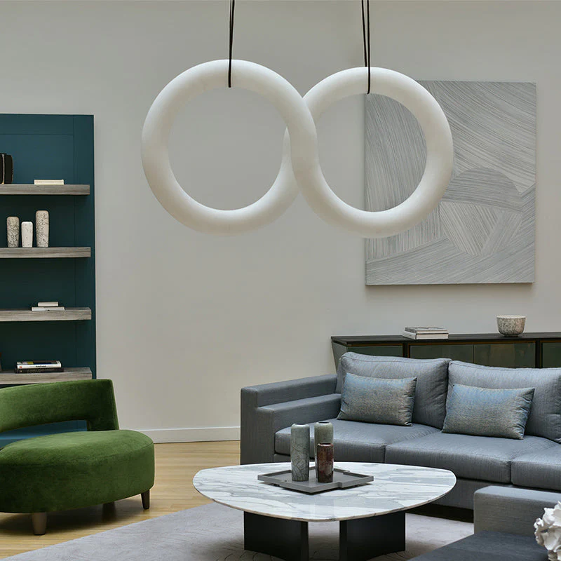Oslo Infinity Symmetrical Alabaster Pendant Chandelier - Image 3