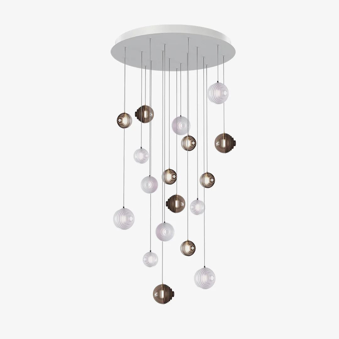 Cosmic Sphere Cascade Glass Chandelier