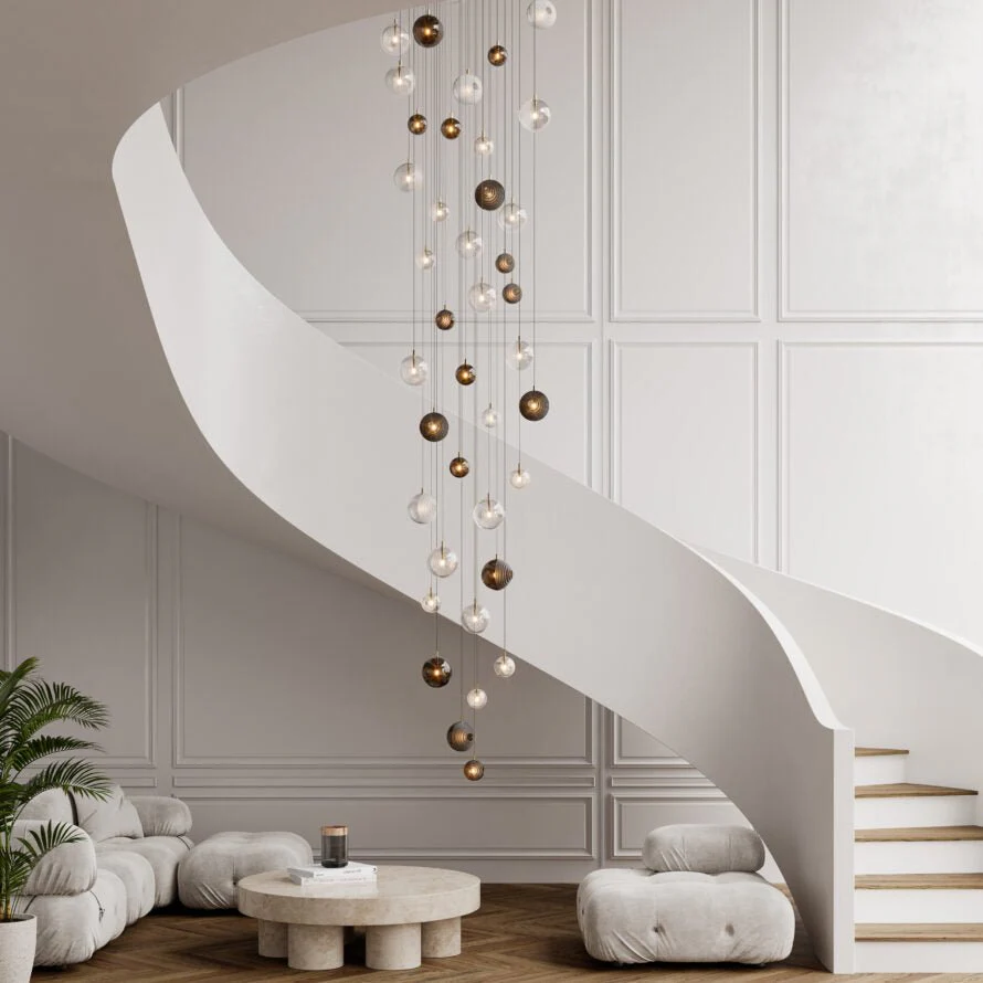 Cosmic Sphere Cascade Glass Chandelier - Image 25