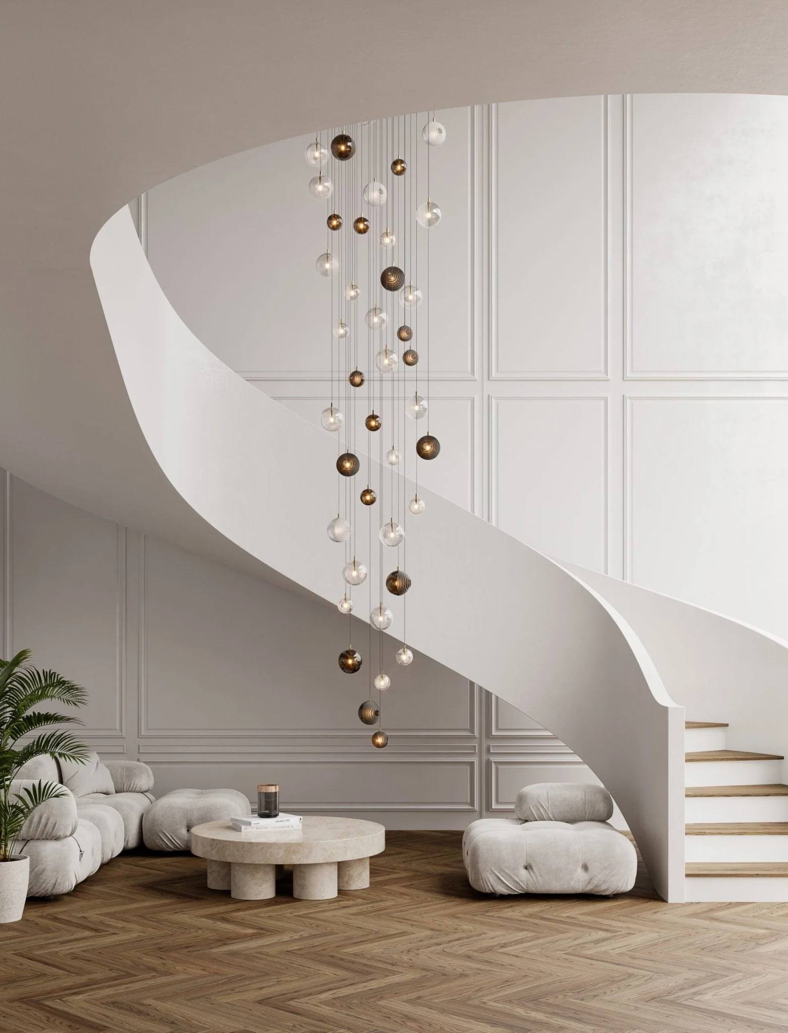 Cosmic Sphere Cascade Glass Chandelier - Image 29
