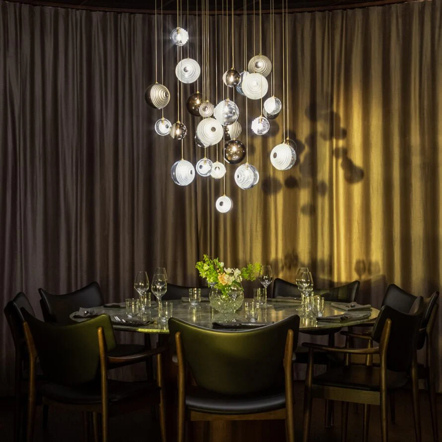 Cosmic Sphere Cascade Glass Chandelier - Image 35