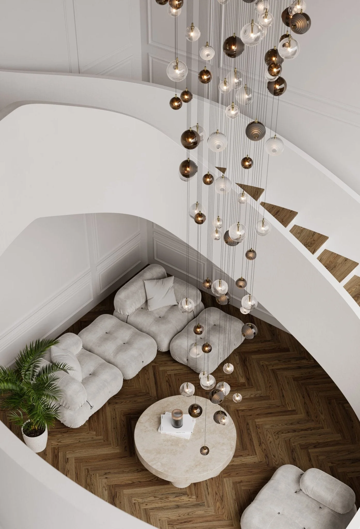 Cosmic Sphere Cascade Glass Chandelier - Image 4