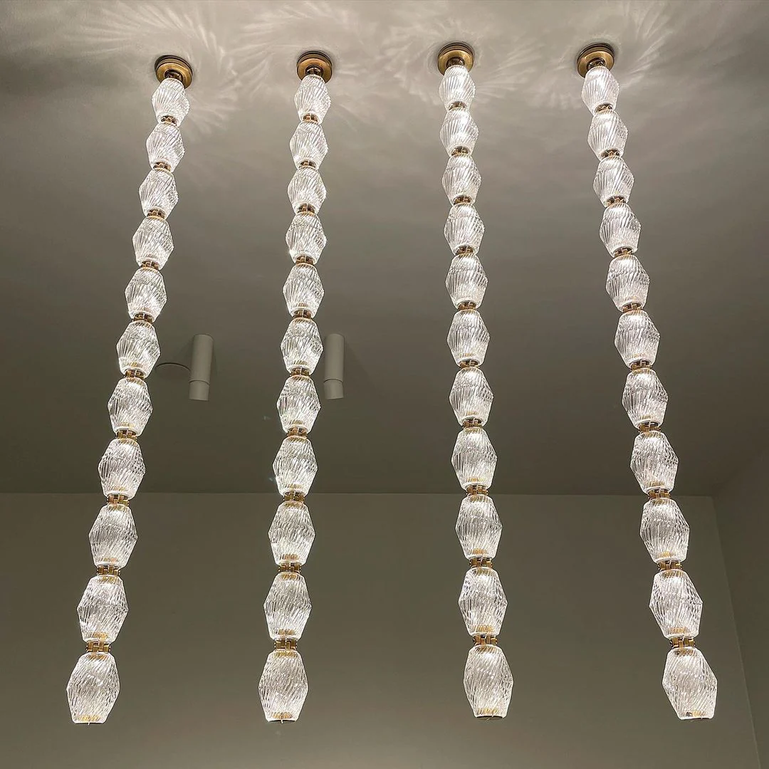 Creative Glass Pearl Necklace Pendnat Chandelier for Living/Dining Room/Staircase - Image 3