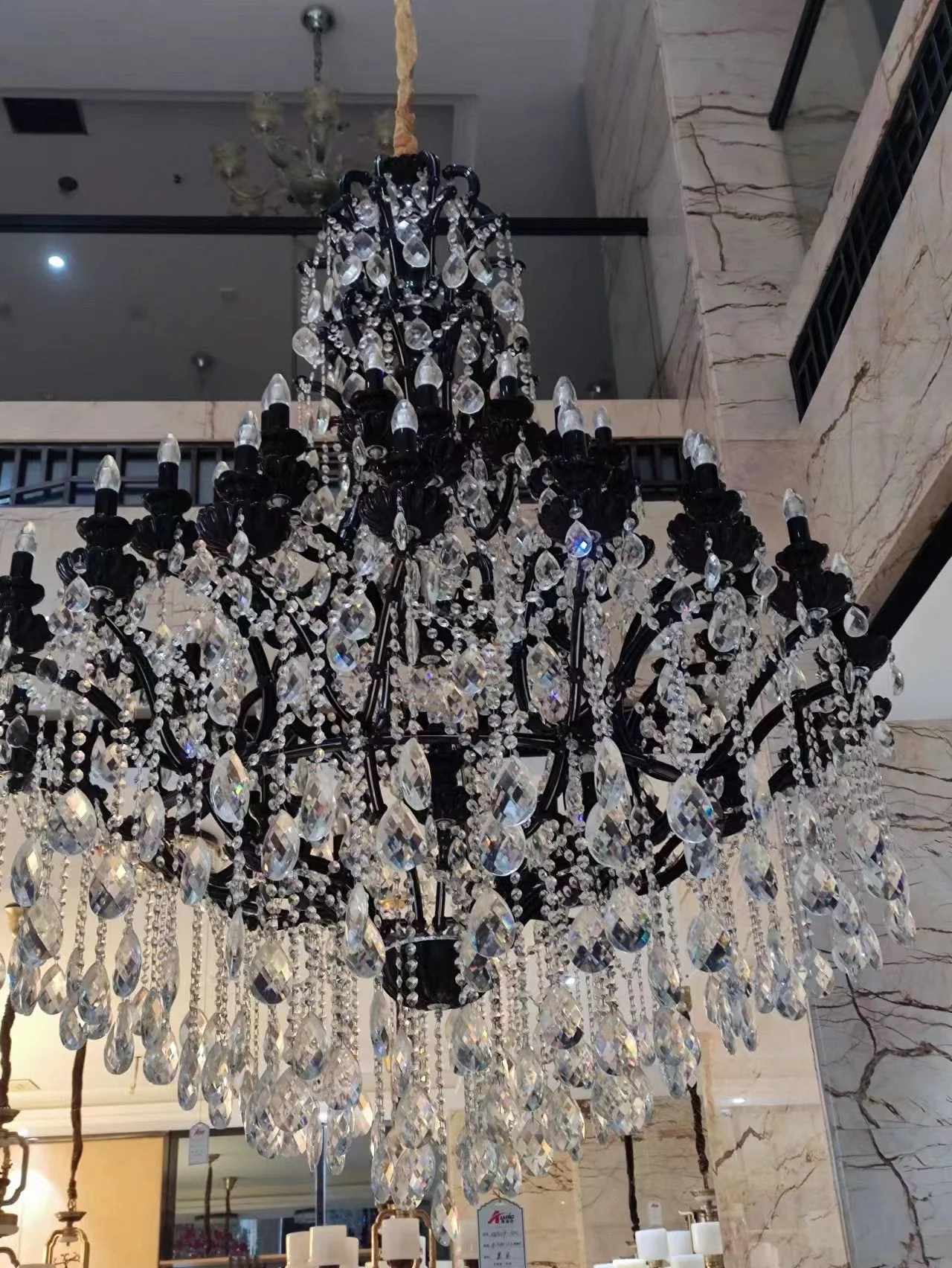 Extra Large Crystal Candle Chandelier in Black Finish for Living Room/Foyer/Staircase/Hotel - Image 2