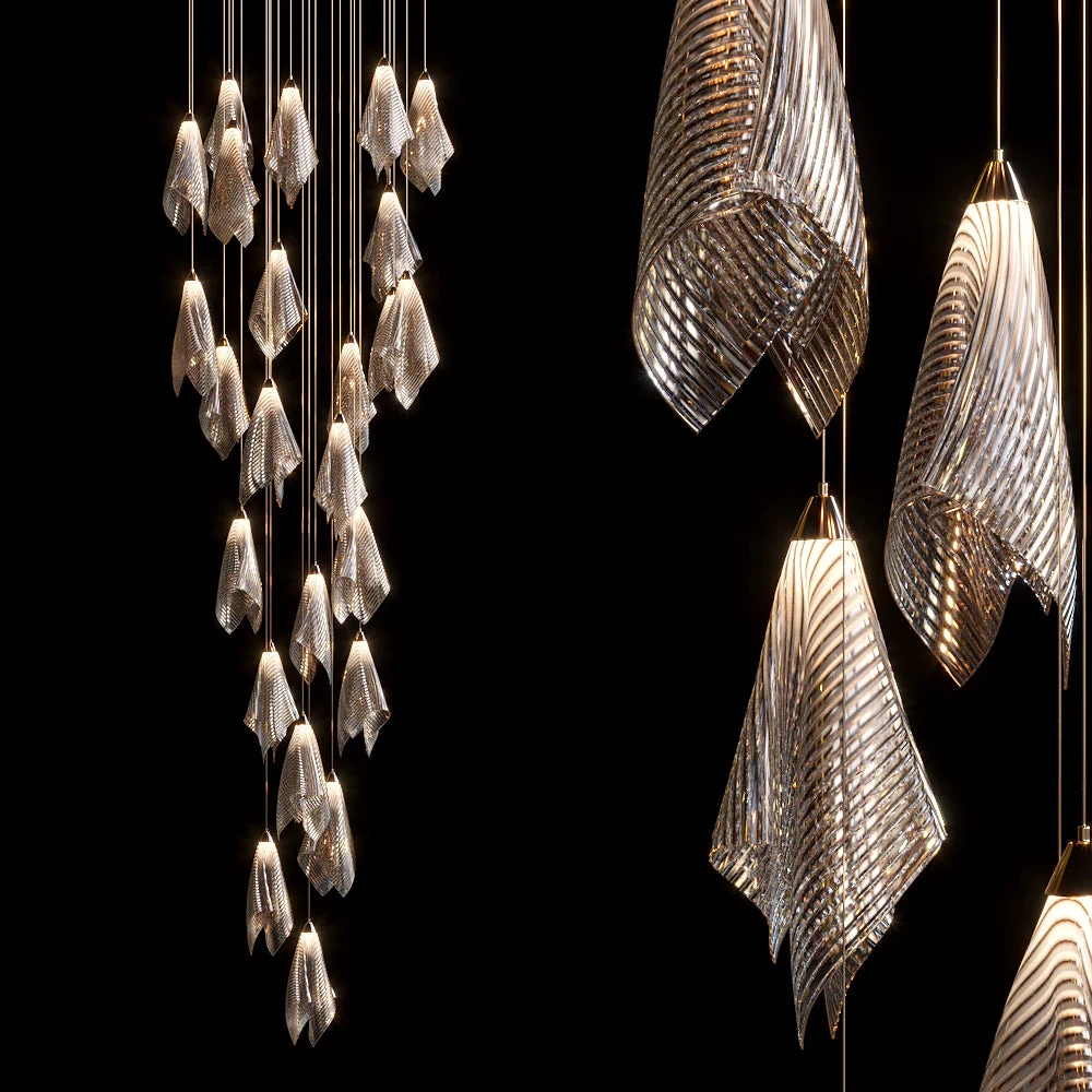 Velora Crystal Mesh Fold Chandelier - Image 2