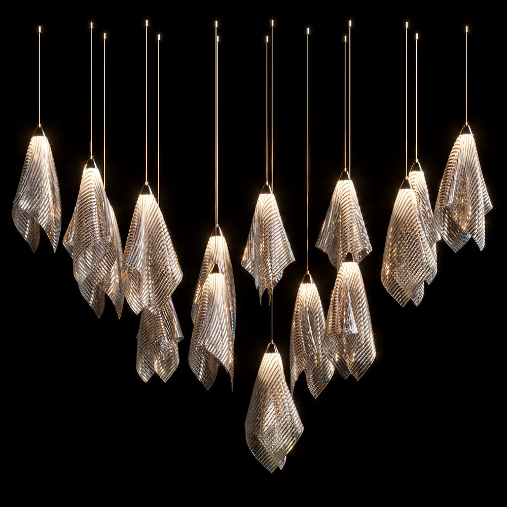 Velora Crystal Mesh Fold Chandelier - Image 4