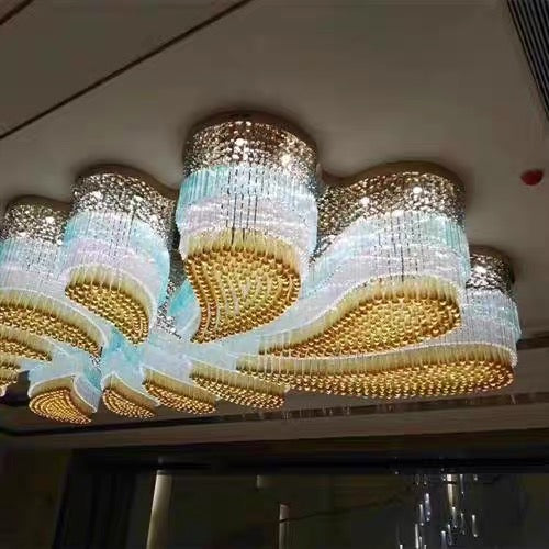 Custom Extra Large Flush Mount Floral Crystal Chandelier for Hotel/Restaurant/Villa - Image 3