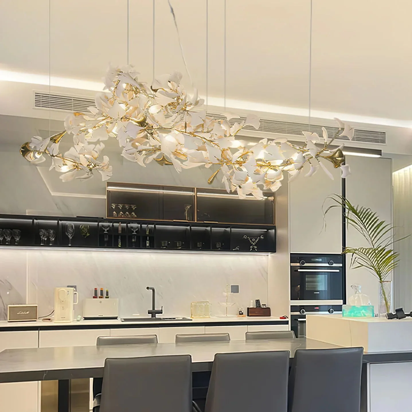 Gingko Leaves Ceramics Spiral Branch Chandelier - Image 100