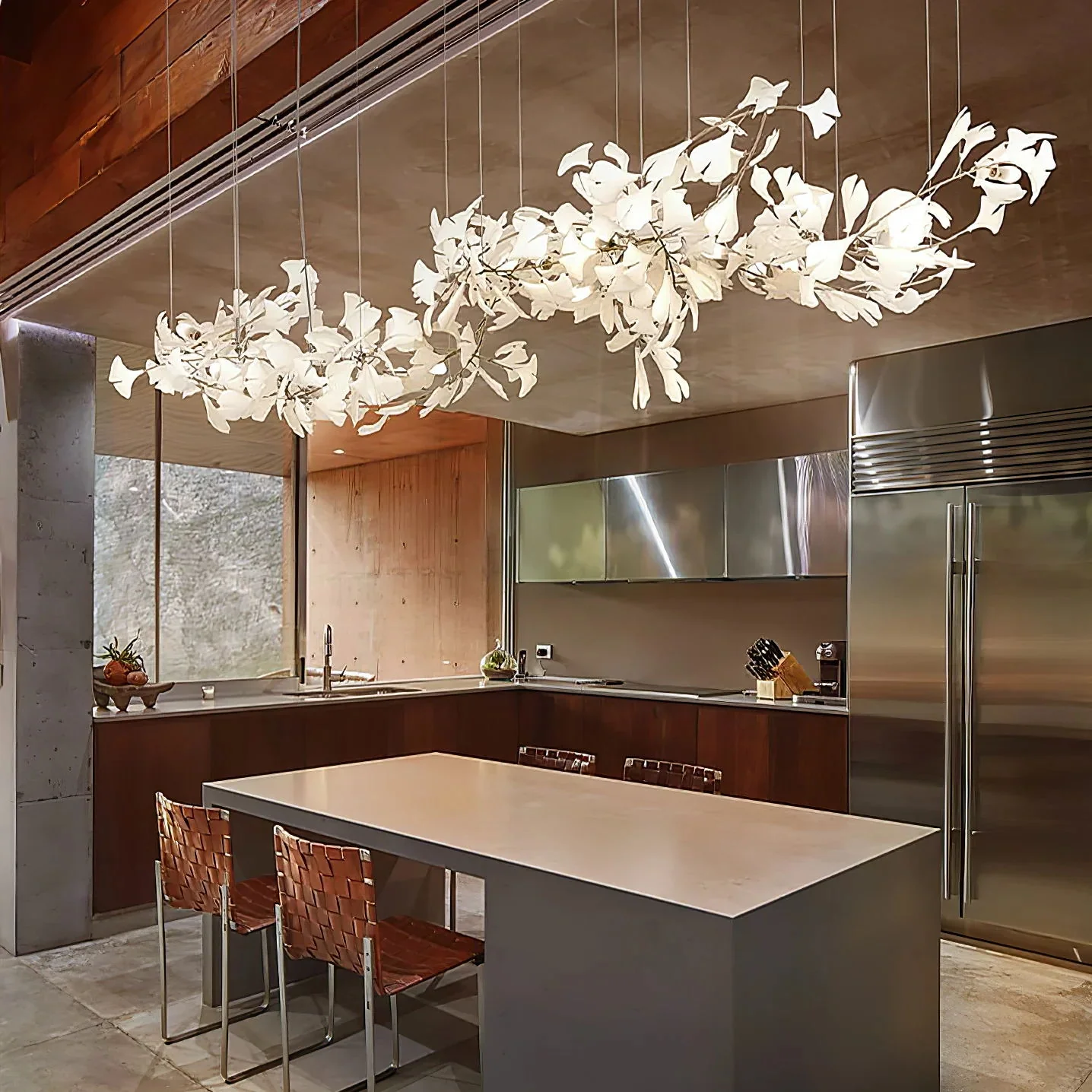Gingko Leaves Ceramics Spiral Branch Chandelier - Image 101