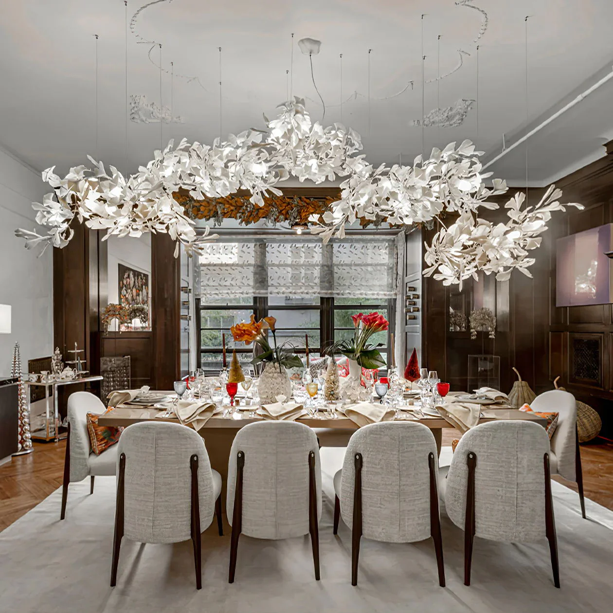 Gingko Leaves Ceramics Spiral Branch Chandelier - Image 103