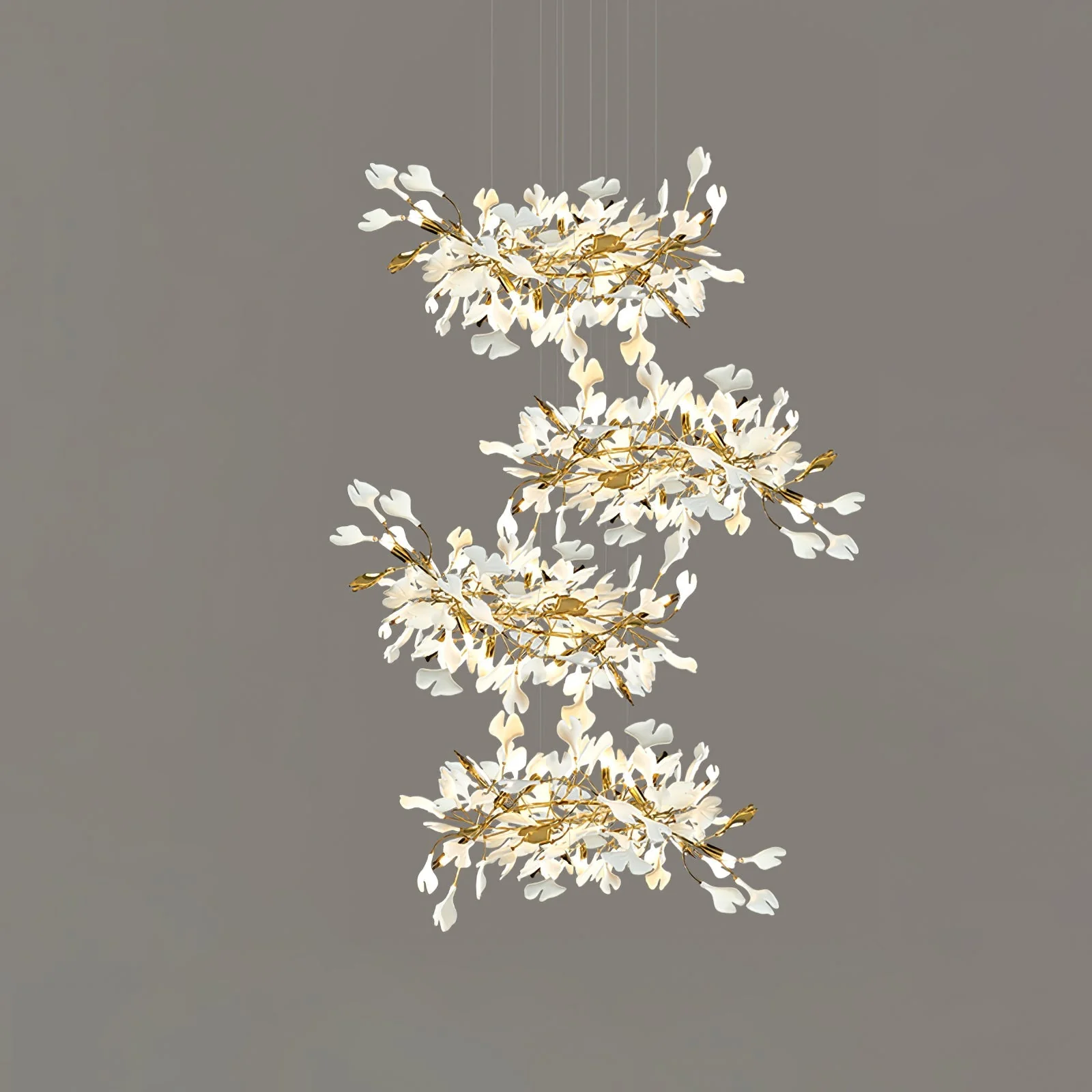 Gingko Leaves Ceramics Spiral Branch Chandelier - Image 113