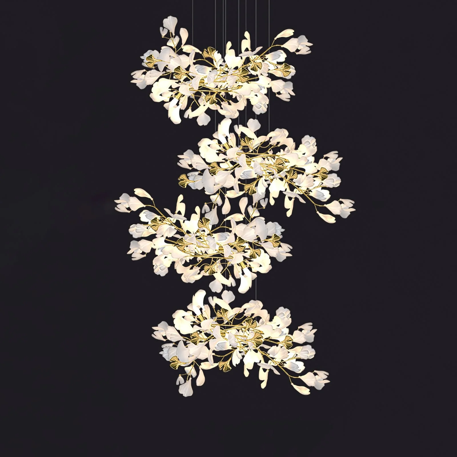 Gingko Leaves Ceramics Spiral Branch Chandelier - Image 114