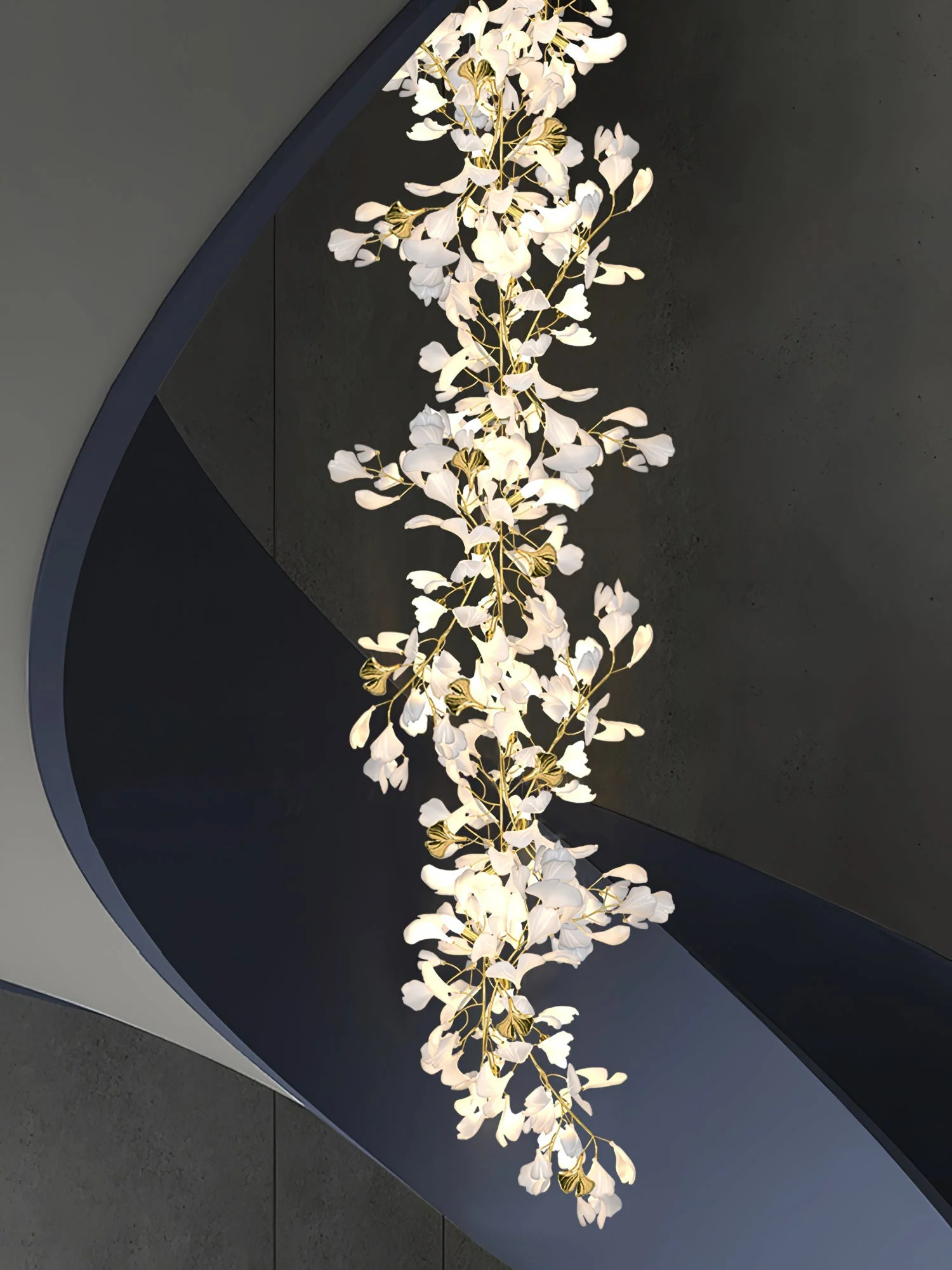 Gingko Leaves Ceramics Spiral Branch Chandelier - Image 115