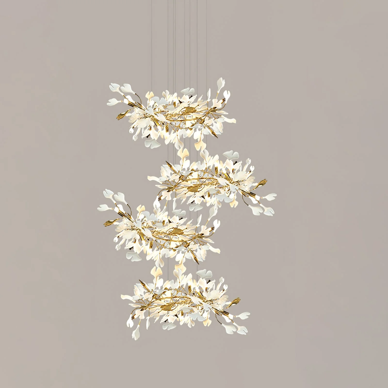 Gingko Leaves Ceramics Spiral Branch Chandelier - Image 117