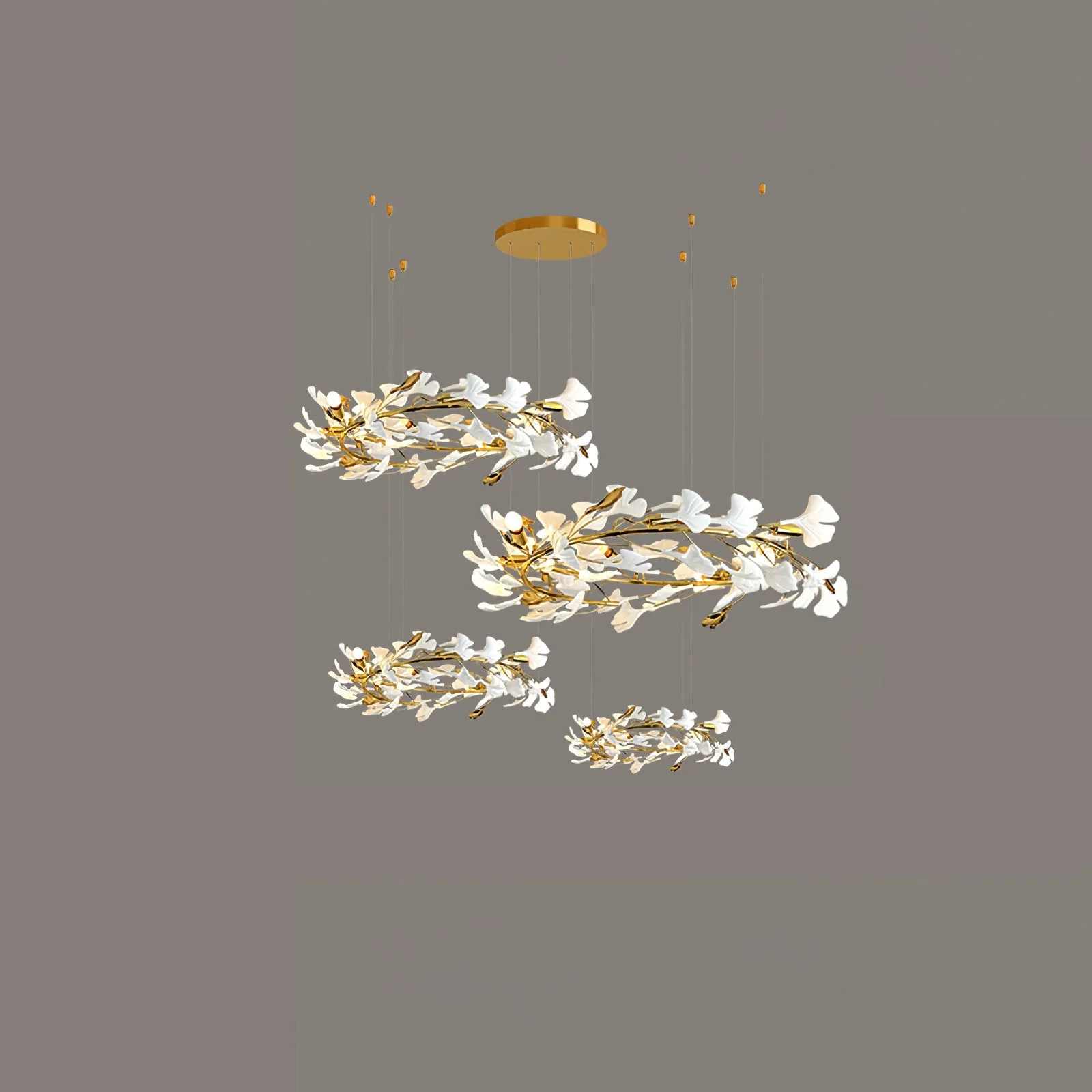 Gingko Leaves Ceramics Spiral Branch Chandelier - Image 119