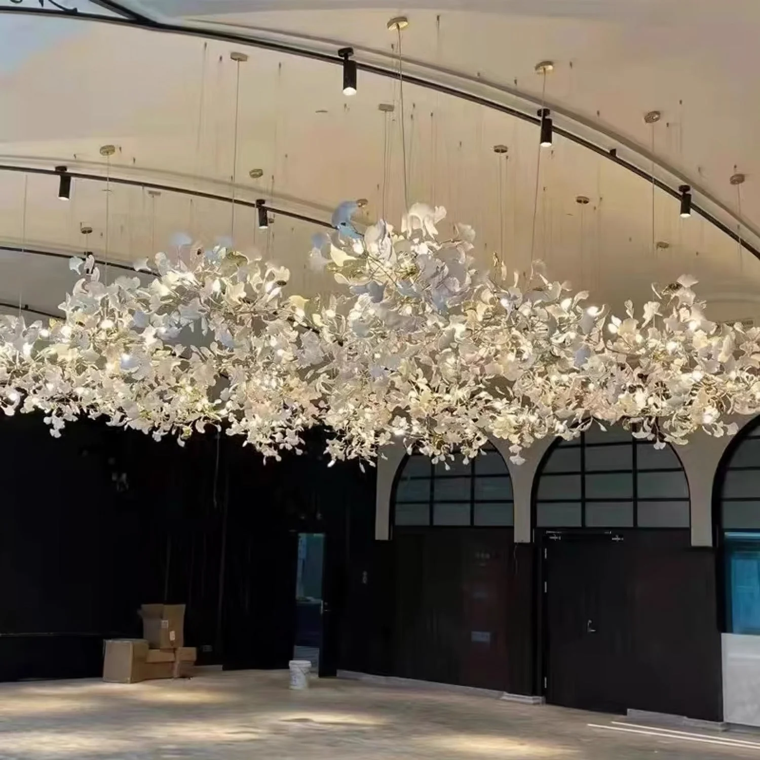 Gingko Leaves Ceramics Spiral Branch Chandelier - Image 12