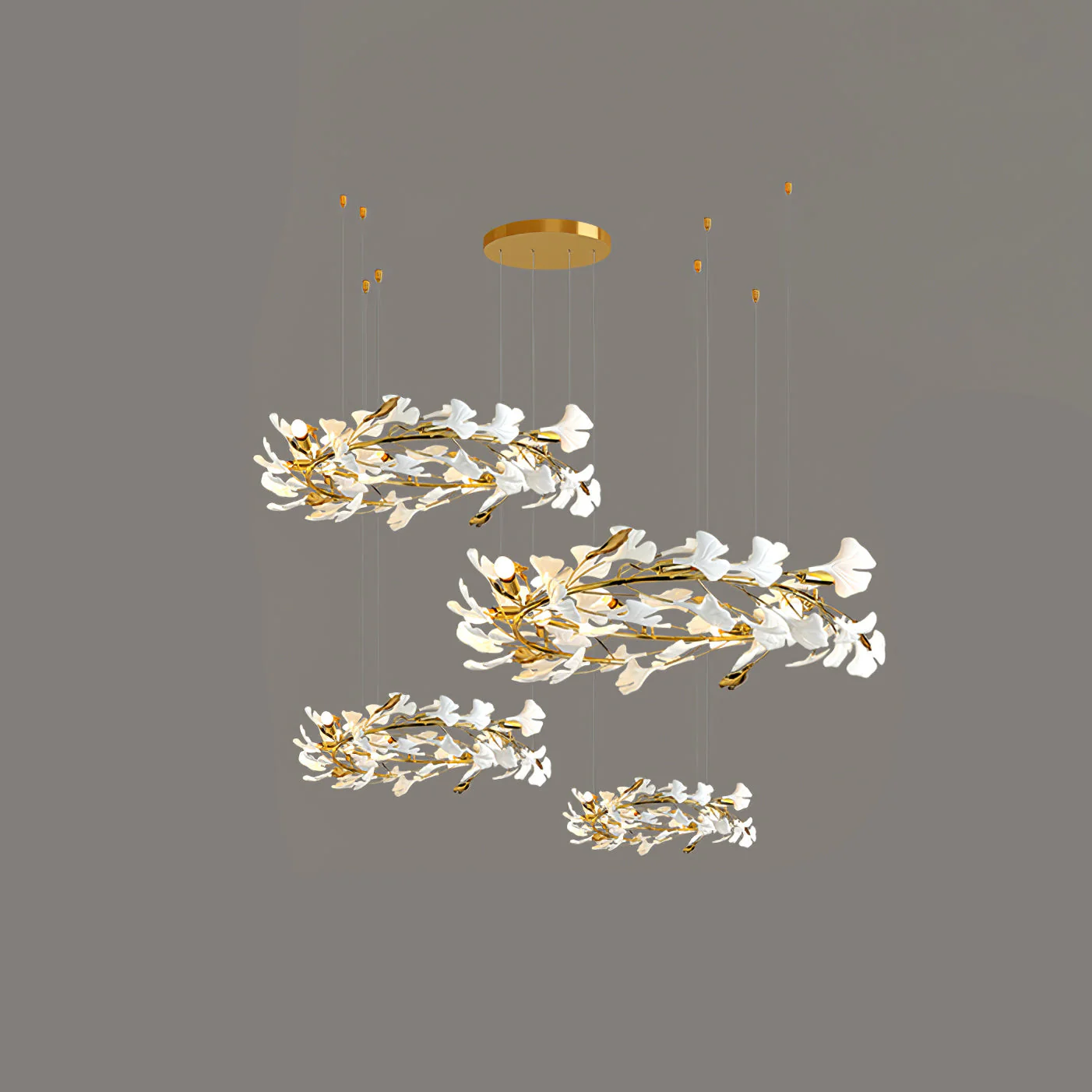 Gingko Leaves Ceramics Spiral Branch Chandelier - Image 120