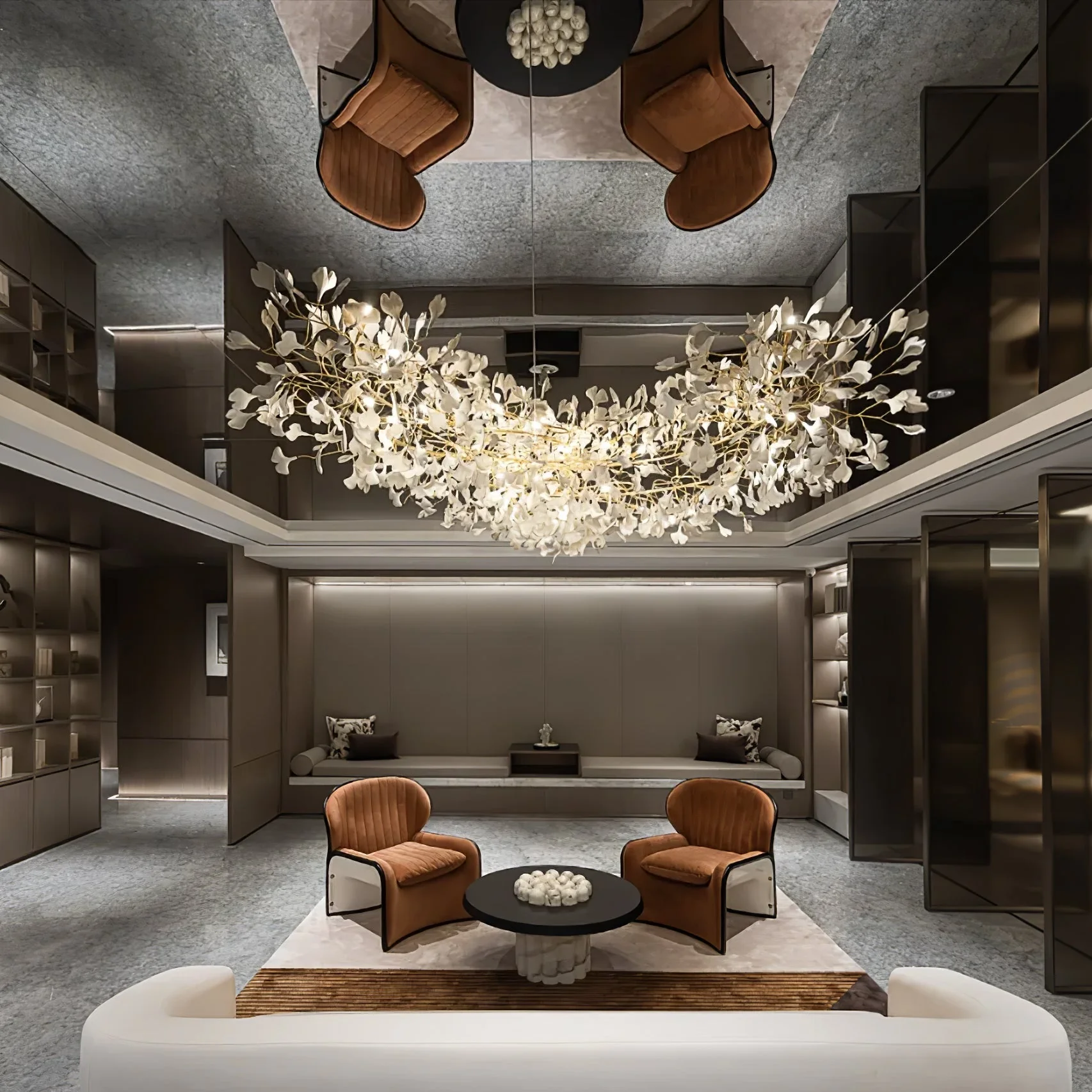 Gingko Leaves Ceramics Spiral Branch Chandelier - Image 13