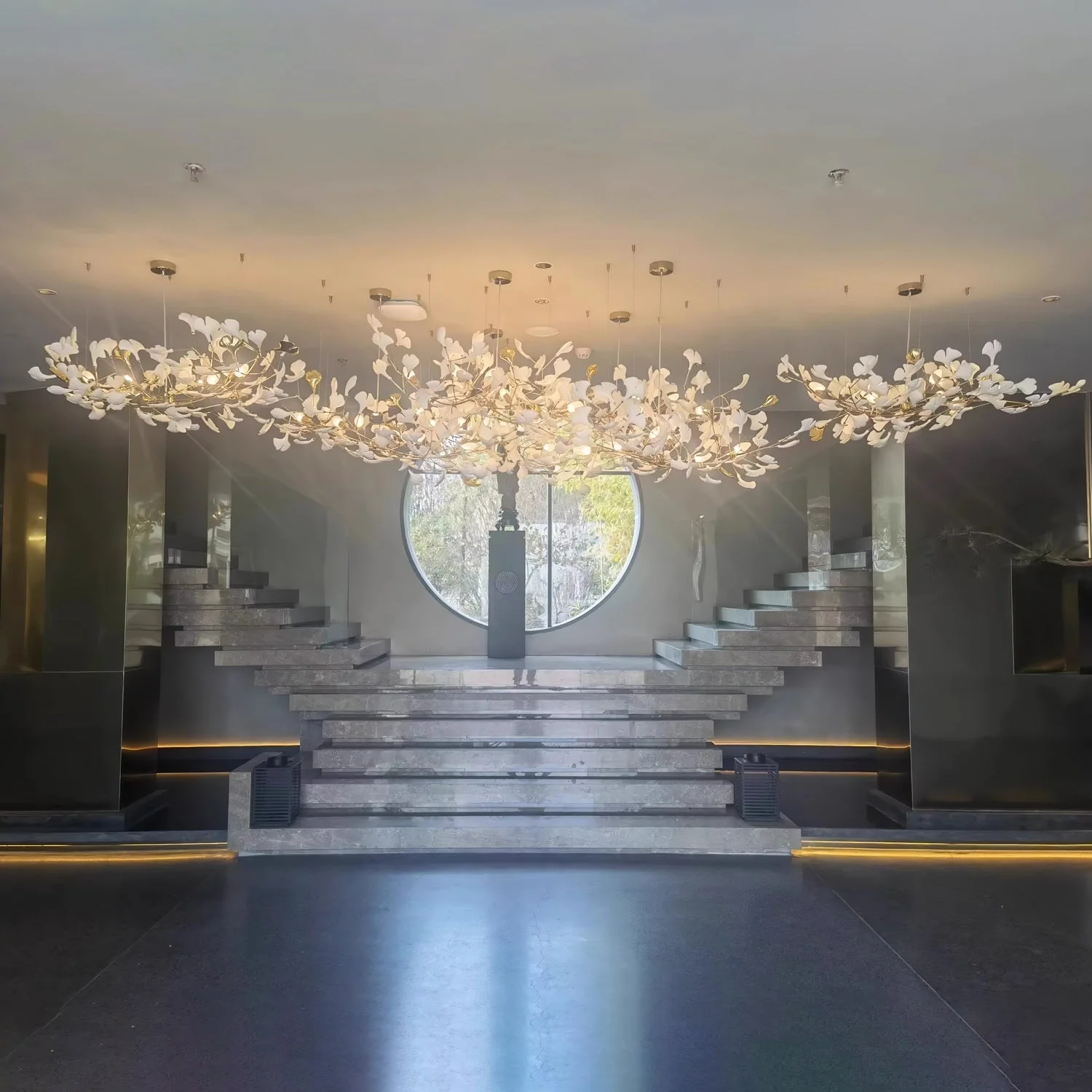 Gingko Leaves Ceramics Spiral Branch Chandelier - Image 21
