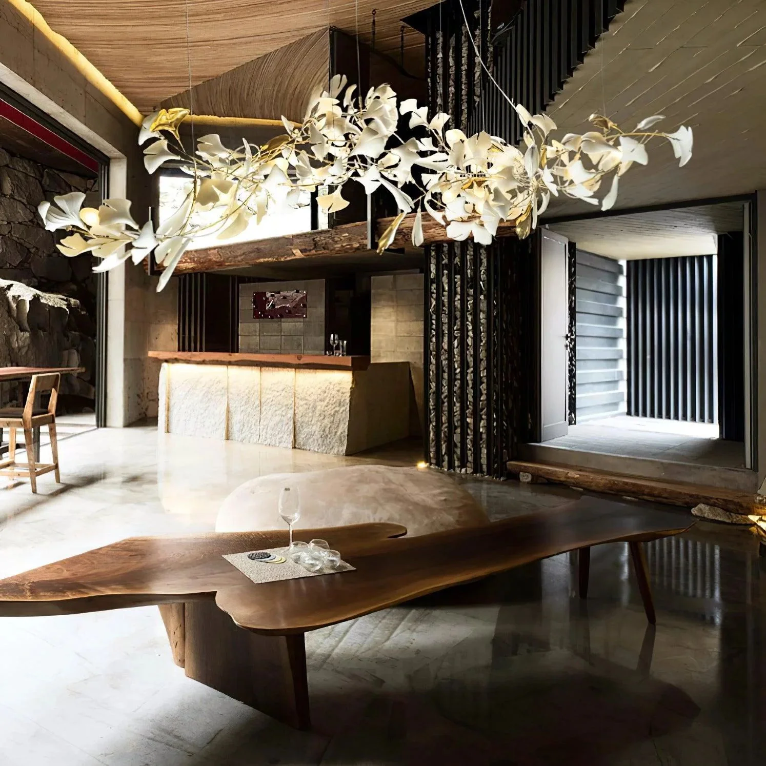 Gingko Leaves Ceramics Spiral Branch Chandelier - Image 25