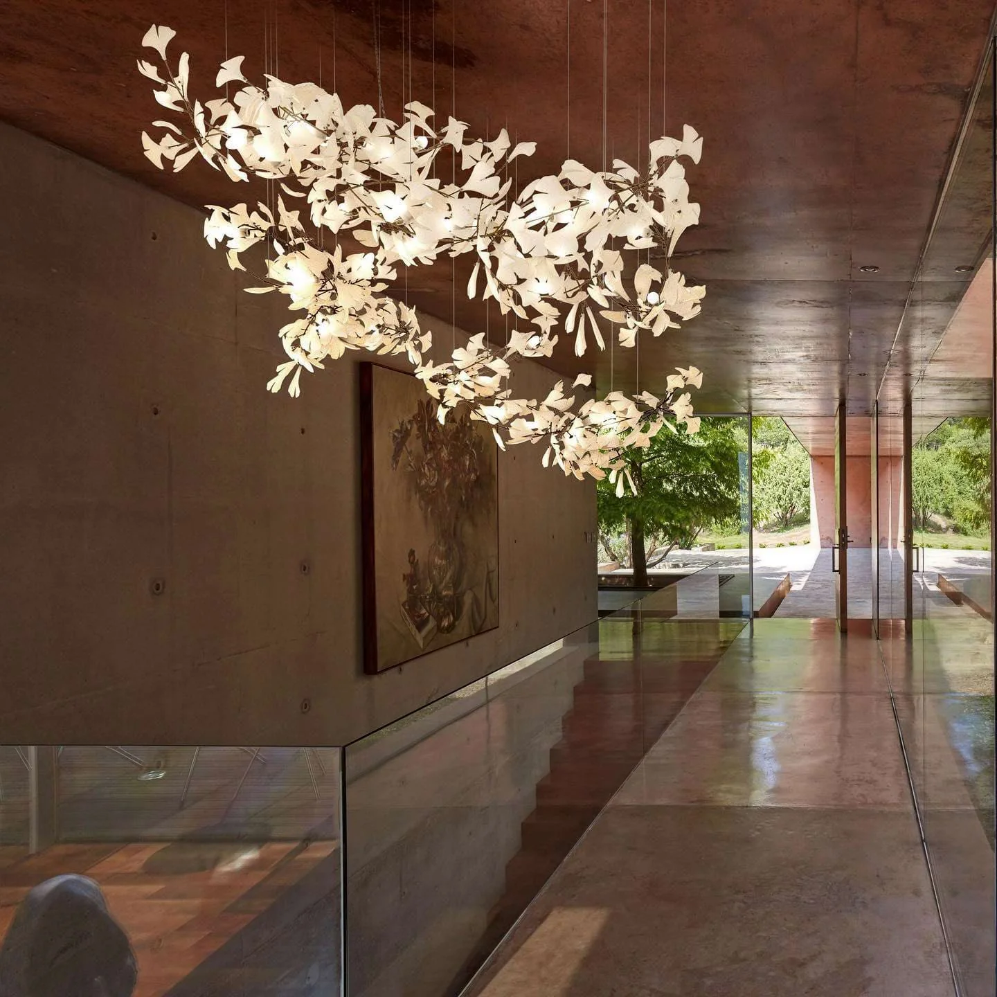 Gingko Leaves Ceramics Spiral Branch Chandelier - Image 28