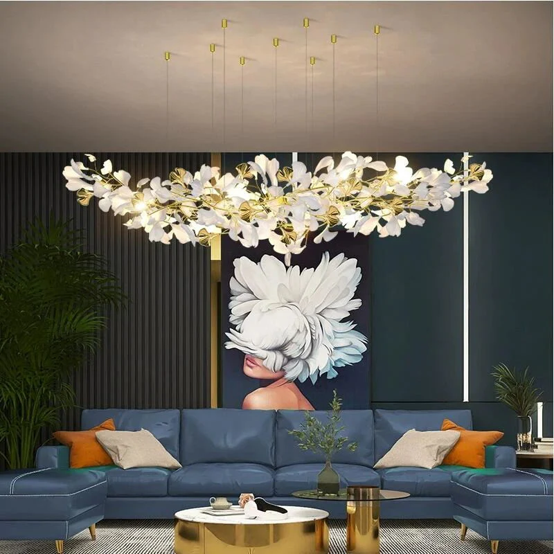 Gingko Leaves Ceramics Spiral Branch Chandelier - Image 40