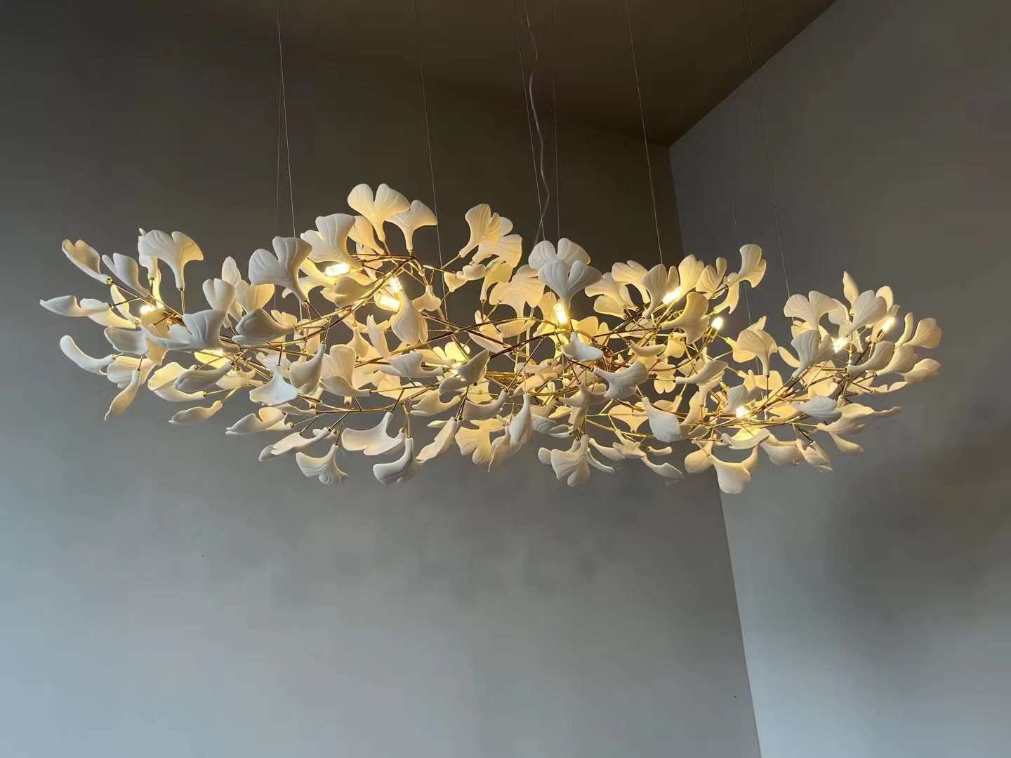 Gingko Leaves Ceramics Spiral Branch Chandelier - Image 41