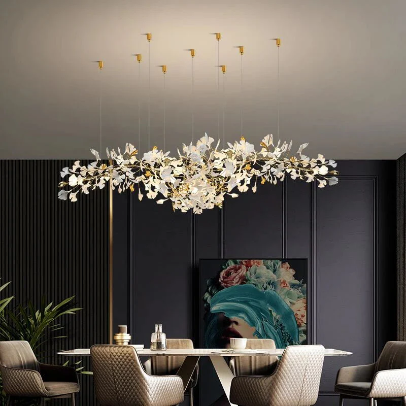 Gingko Leaves Ceramics Spiral Branch Chandelier - Image 43