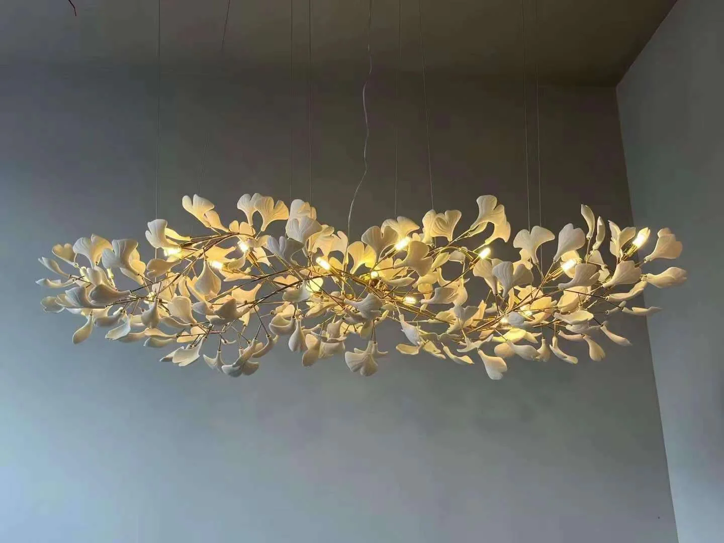 Gingko Leaves Ceramics Spiral Branch Chandelier - Image 44