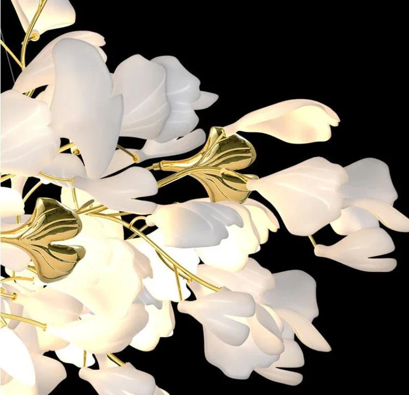 Gingko Leaves Ceramics Spiral Branch Chandelier - Image 45