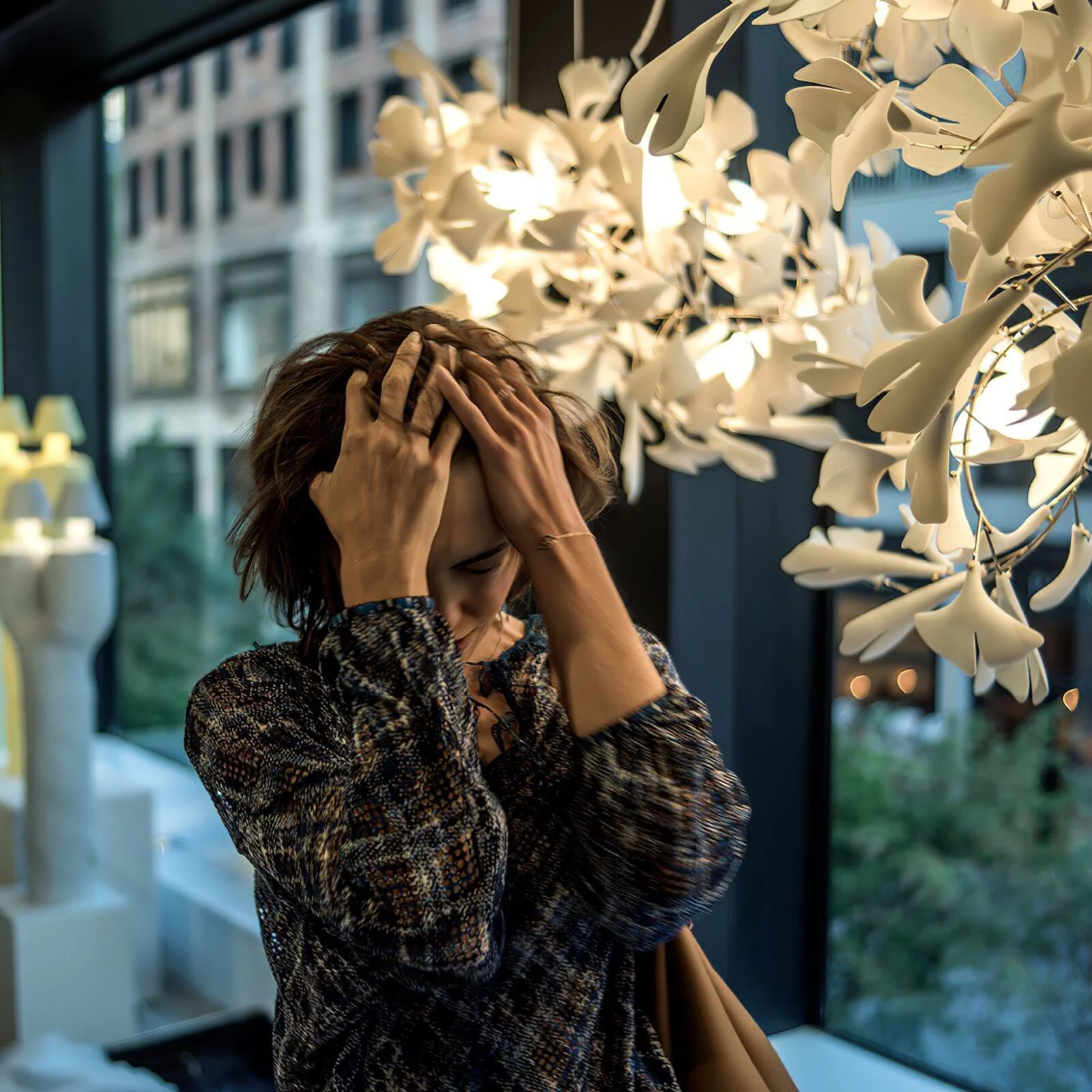 Gingko Leaves Ceramics Spiral Branch Chandelier - Image 47